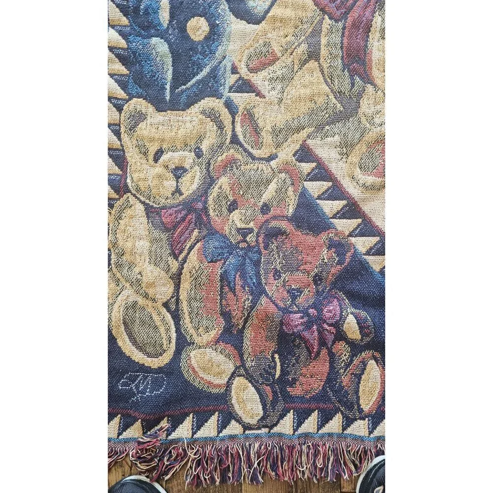 Vintage Teddy Bear Heavy Knit Throw Blanket 43